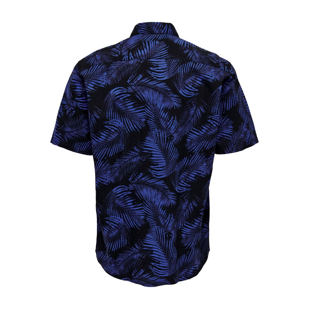 Camicia misto Lino Jungle Blue