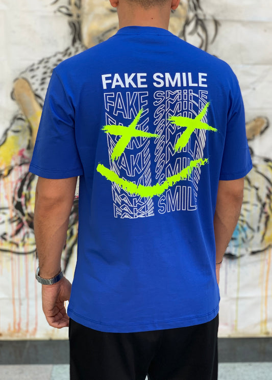 T-Shirt Fake Smile Blue