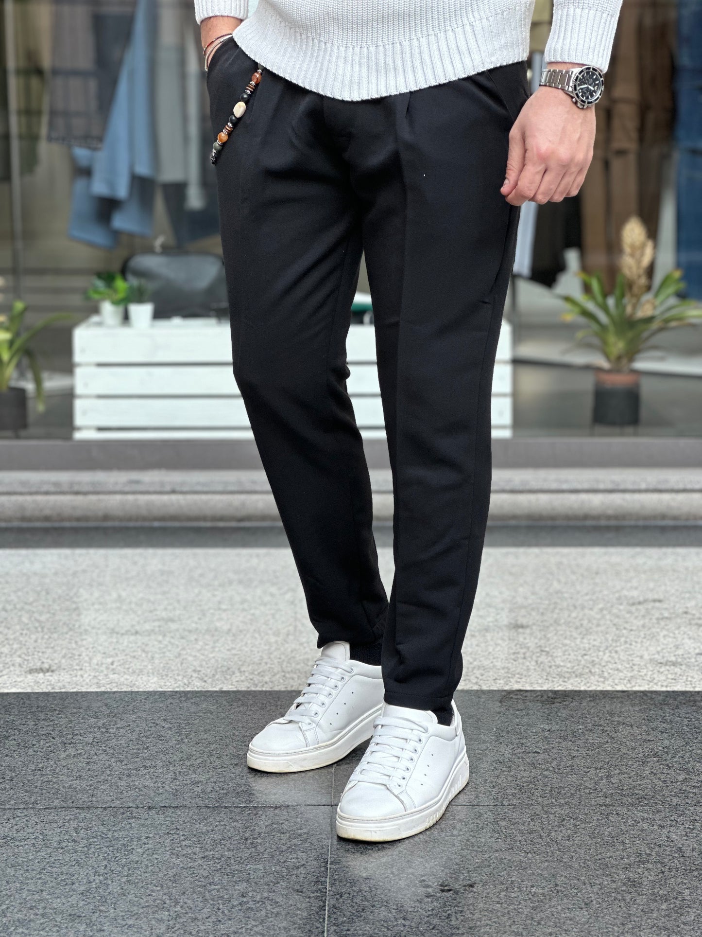 Pantalone Sartoriale Nero con Catena - Taglia XL