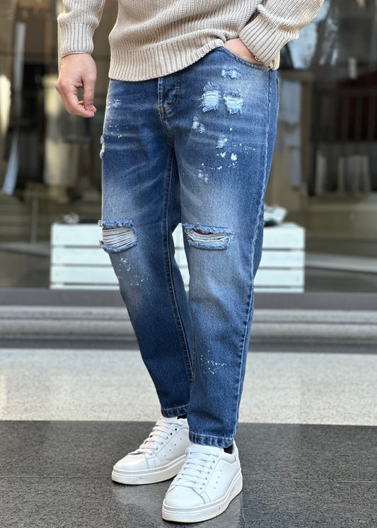Jeans Blu con dettagli e rotture - Taglia 52