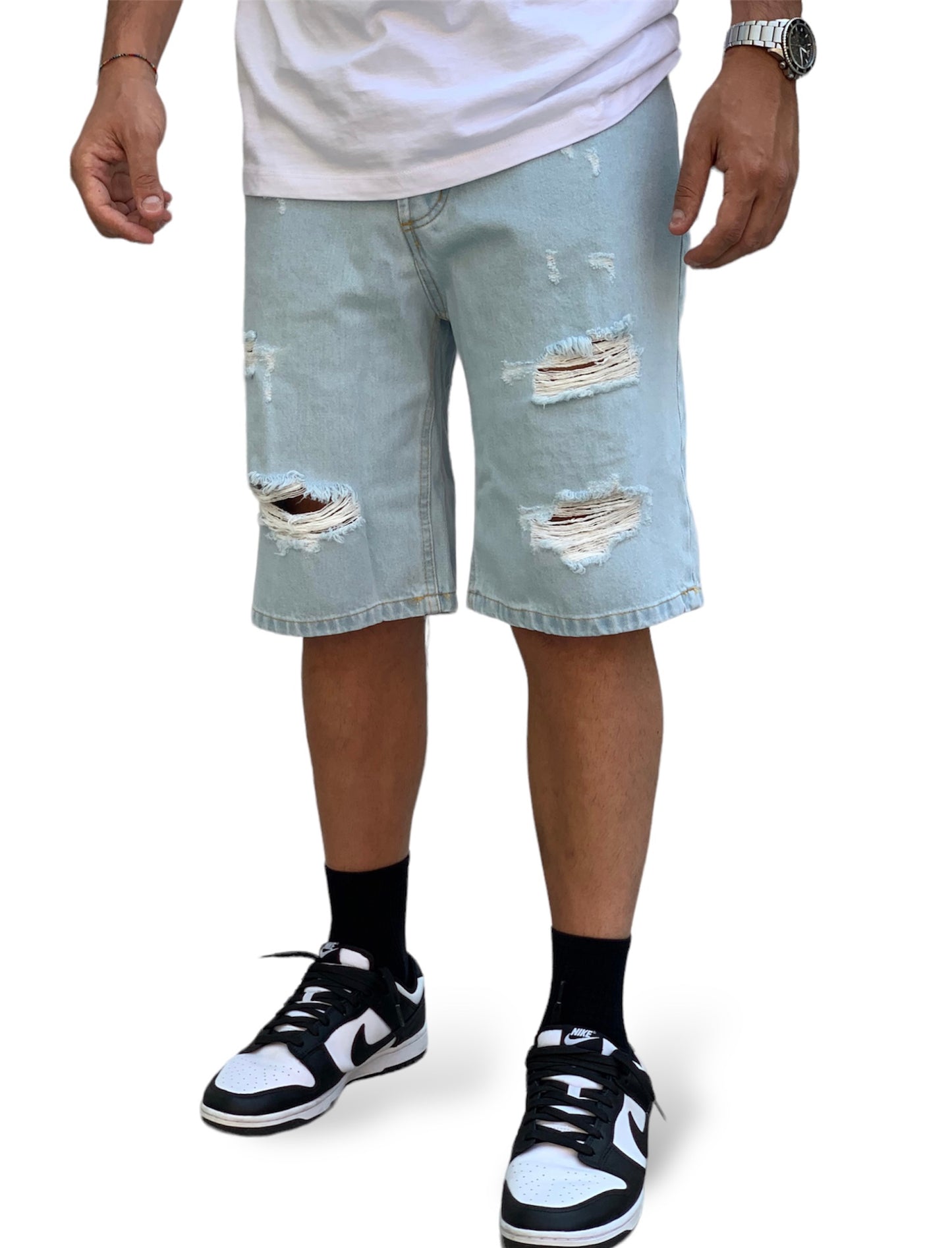 Bermuda Jeans con Strappi