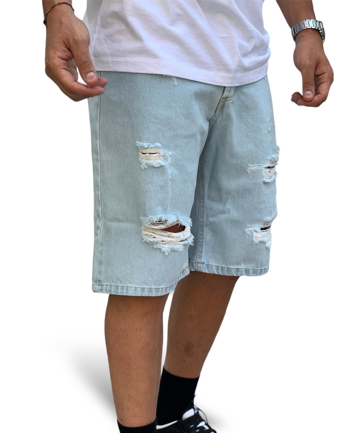 Bermuda Jeans con Strappi